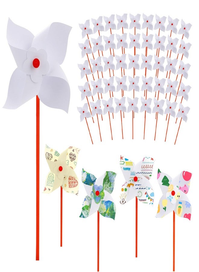 2 MULE TEAM 100 Pcs DIY Pinwheels Craft for Kids Bulk Blank Paper Pinwheels Color Your Own Pinwheel for Spring Summer Craft for School Group Daycare Home Fun Graffiti Art - Image 1